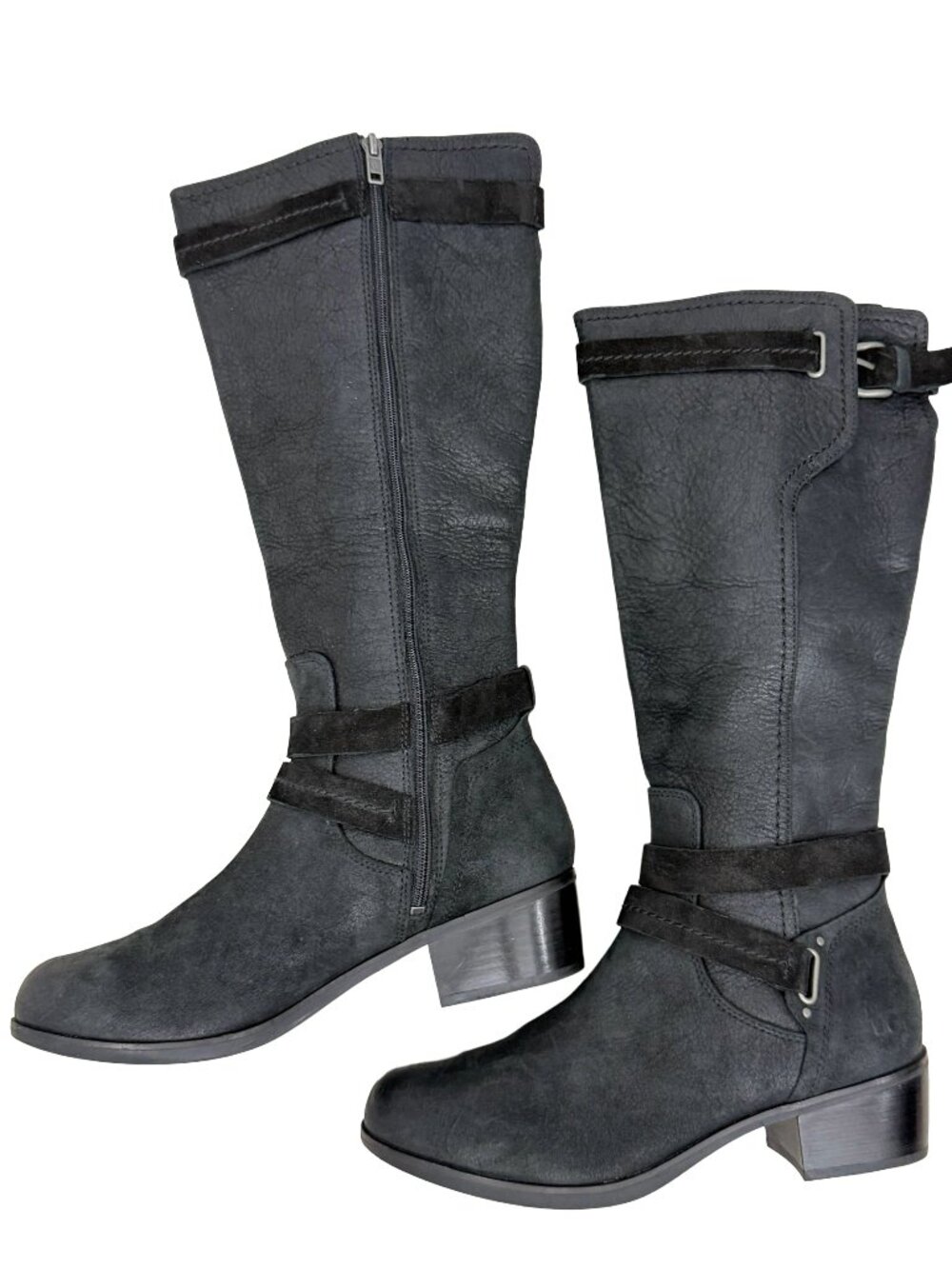 NWOT UGG Australia Darcie Black Leather Women's Knee High Riding Boots size 9.5